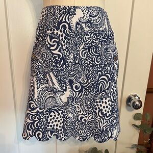 Lilly Pulitzer Monica scallop navy Blue White High tide 4 pockets pull on Skort